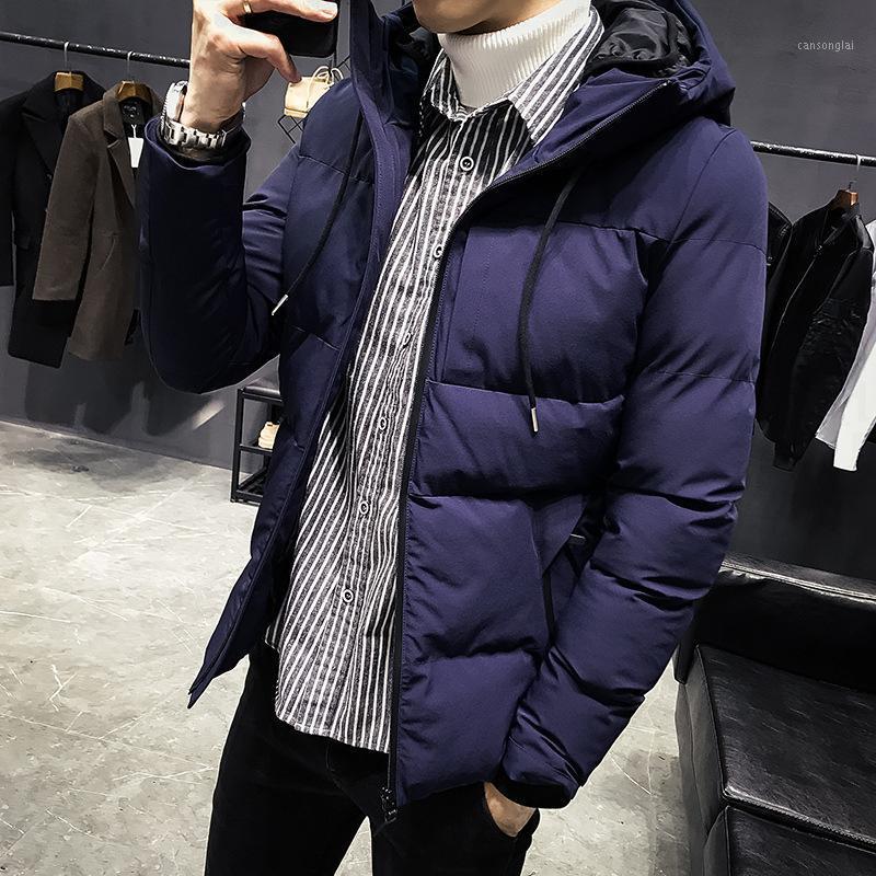 

Men's Down & Parkas Men's Cotton Coat Solid Color Hooded Zipper Wind Proof Thick Warm Outdoor Winter Casual Fashion Male Quality Parka1, Black