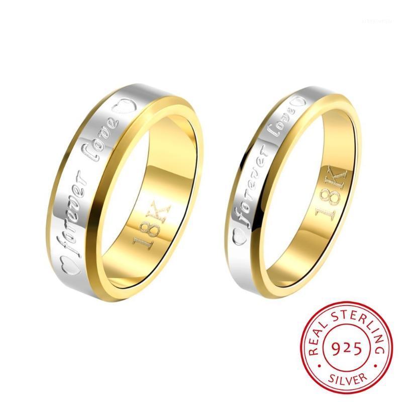 

Cluster Rings Lekani Fine Jewelry Wedding Couple Set For Lovers Real Silver Gold Brand Engagement Men And Women Jzr095, Golden;silver