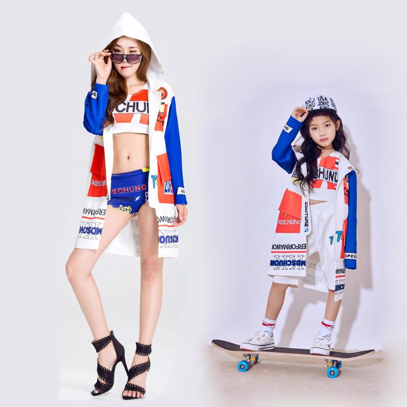 

Children Boy Girl Women Hip Hop Hiphop Ds Jazz Dance Costumes Ballroom Clothes Outfit, As pic
