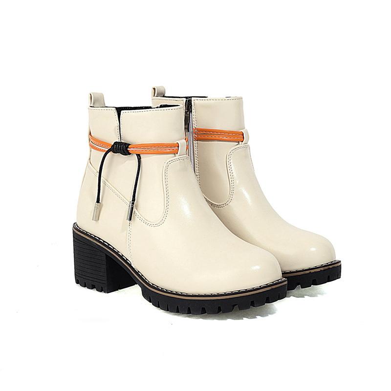 

Woman Flat Boots Winter Footwear Round Toe Autumn Shoes Low Large Size Rubber 2020 Mid Calf Mid-Calf Ladies Mid-Calf