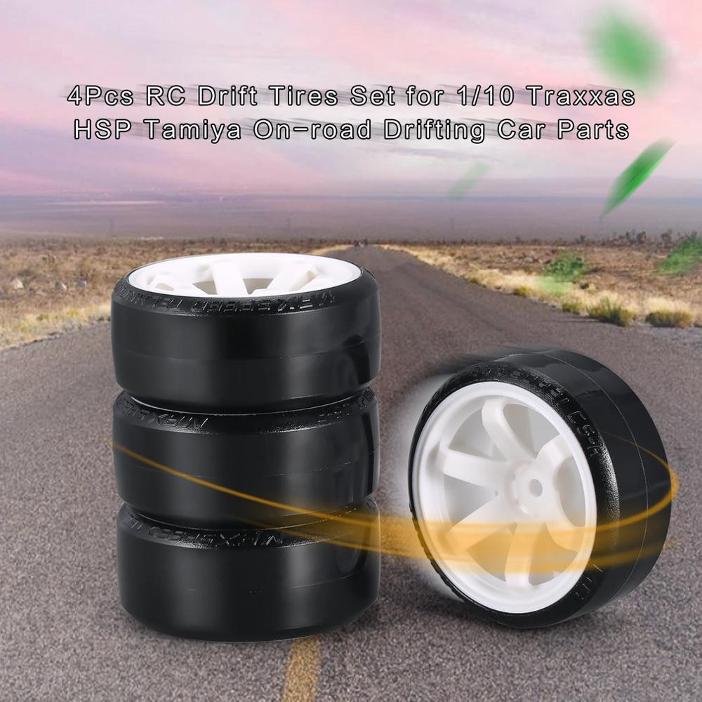 

2020 4Pcs RC Drifting Car Tire Set Hard Plastic Hard Tyre Set for Traxxas HSP Tamiya HPI On-road Vehicle Drifting RC Car Toys, Green