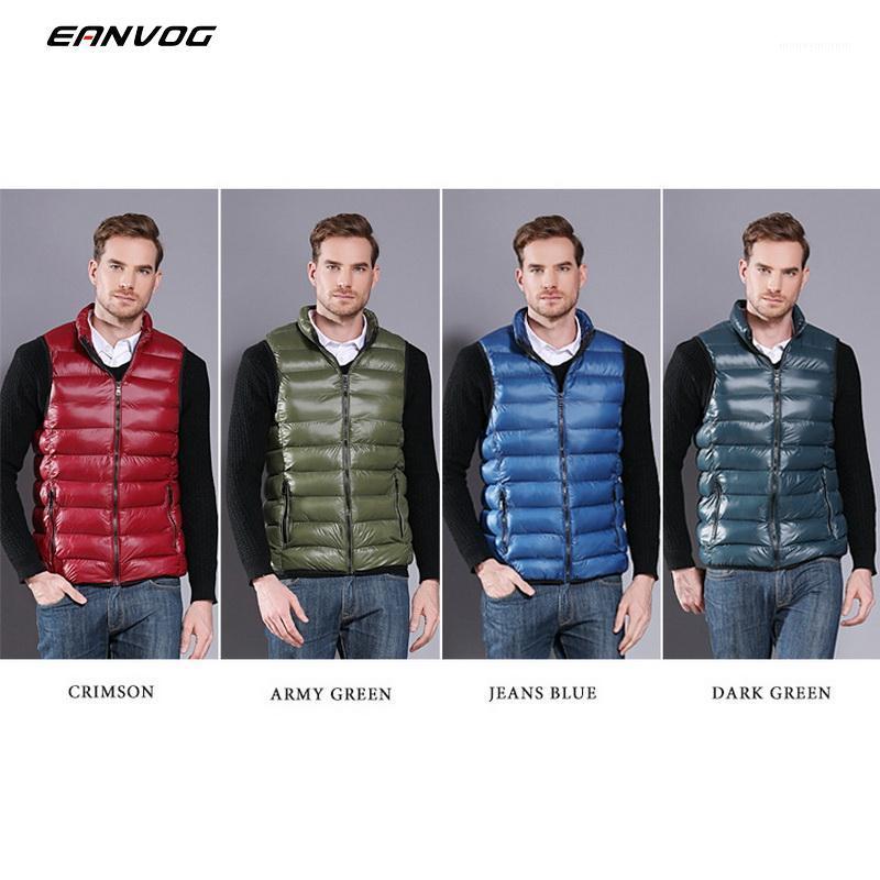 

EAnvog -5XL Men's Sleeveless jacket Vest Winter Casual Slim Coats Sequins Men's Duck Down Vest Plus Size Waistcoat for male1, Dark red