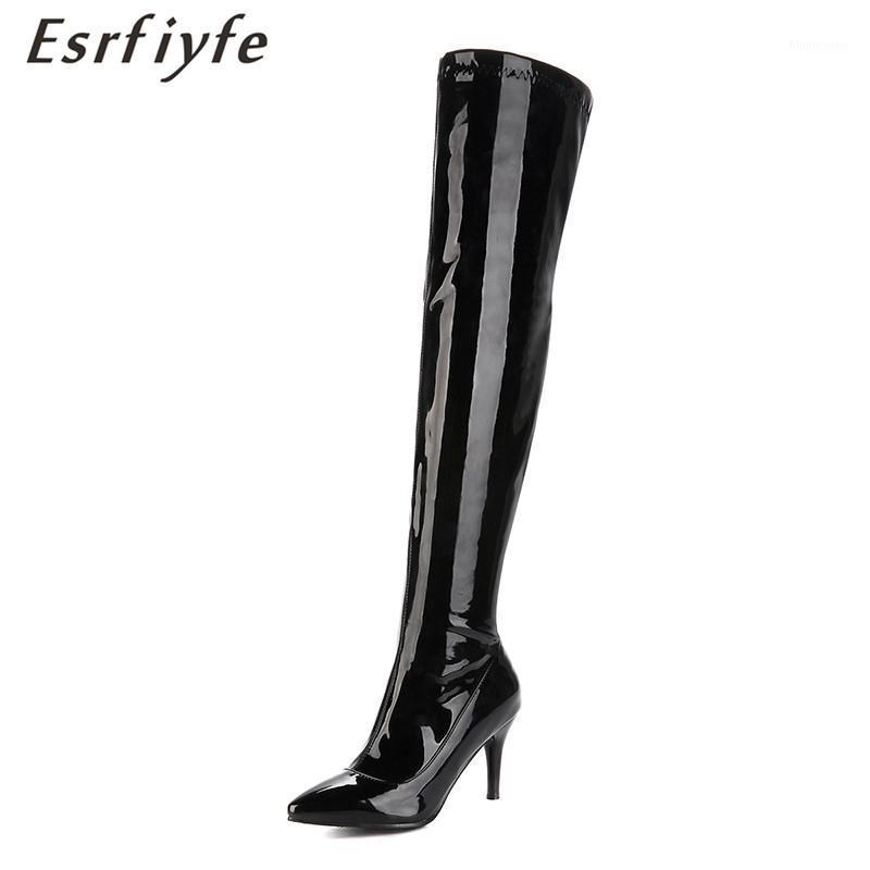 

ESRFIYFE 2021 New Sexy Winter Women Over The Knee High Boots Zip Winter Shoes High Heel Pointed Toe Women Boots Big Size 30-481, White