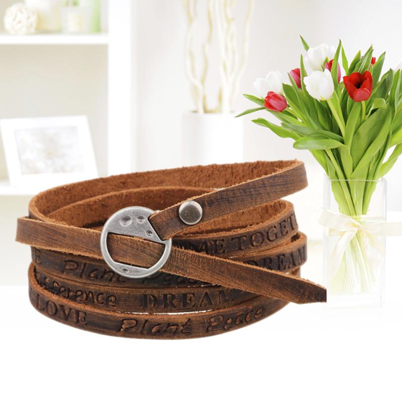 

Leather Bracelet Wrap Vintage Wristband Cuff for Kids Boys Men