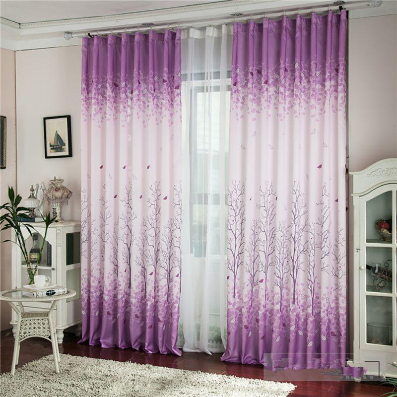 

Window Curtains for Living Room Bedroom Kitchen Tulle Curtains and Blackout for Window Shading rate 85%, Purple