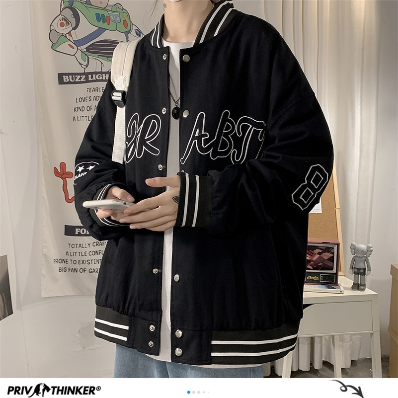 

Privathinker Men's Letter Oversized Jackets Streetwear Men Casual Loose Baseball Cloth Autumn Men's Hip Hop Mans Clothing 201104, Gray