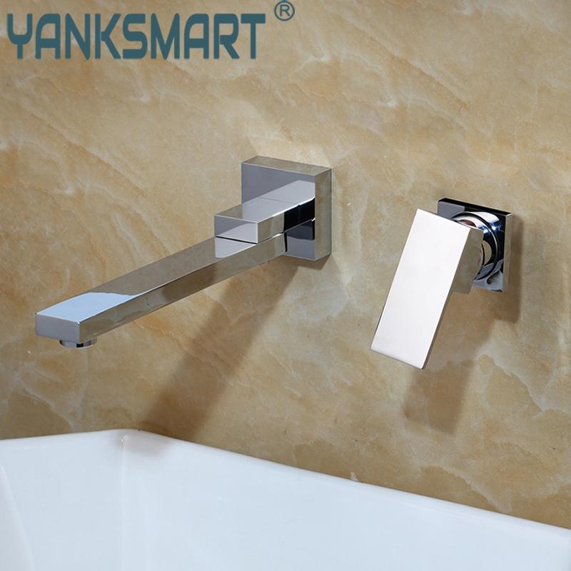 

Wall Mounted Basin Faucet Single Handle Bathroom Mixer Tap Hot Cold Sink Faucet Rotation Spout Bathtub Shower