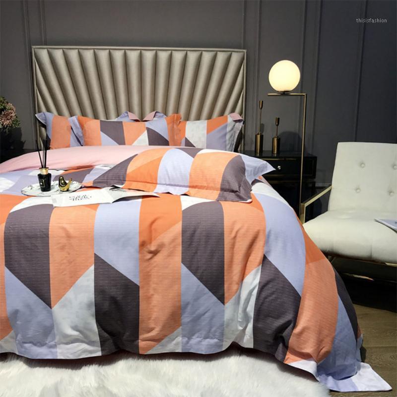 

Fashion geometric bedding set adult teen, queen king trend 60s cotton double home textile bed sheet pillow case quilt cover1, Picture color