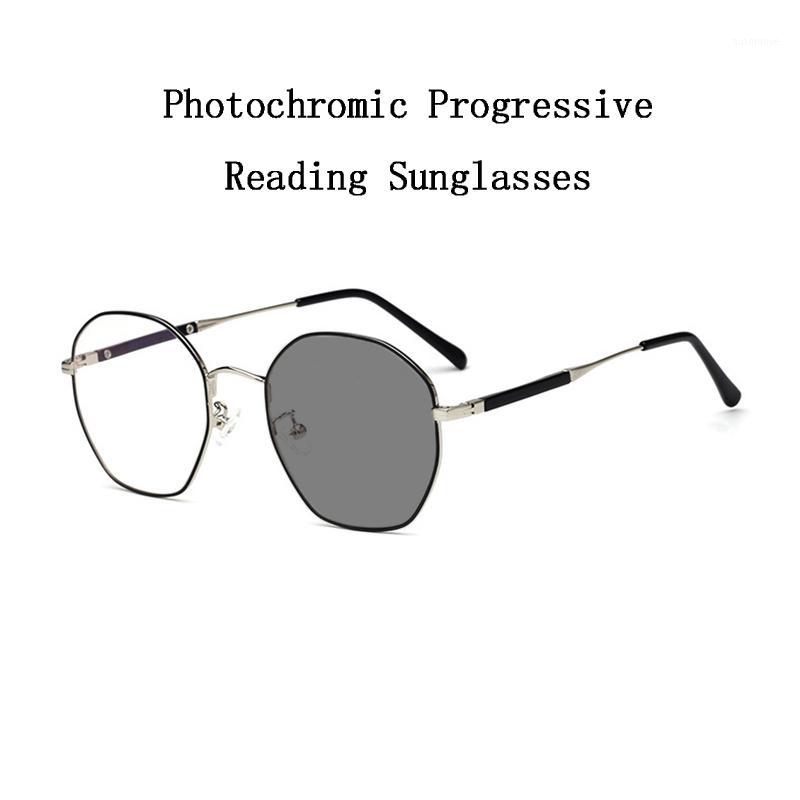 

Intelligent Photochromic Progressive Multifocal Reading Sunglasses magnifier Women Men Look Near Far Presbyopic Eyeglasses N51