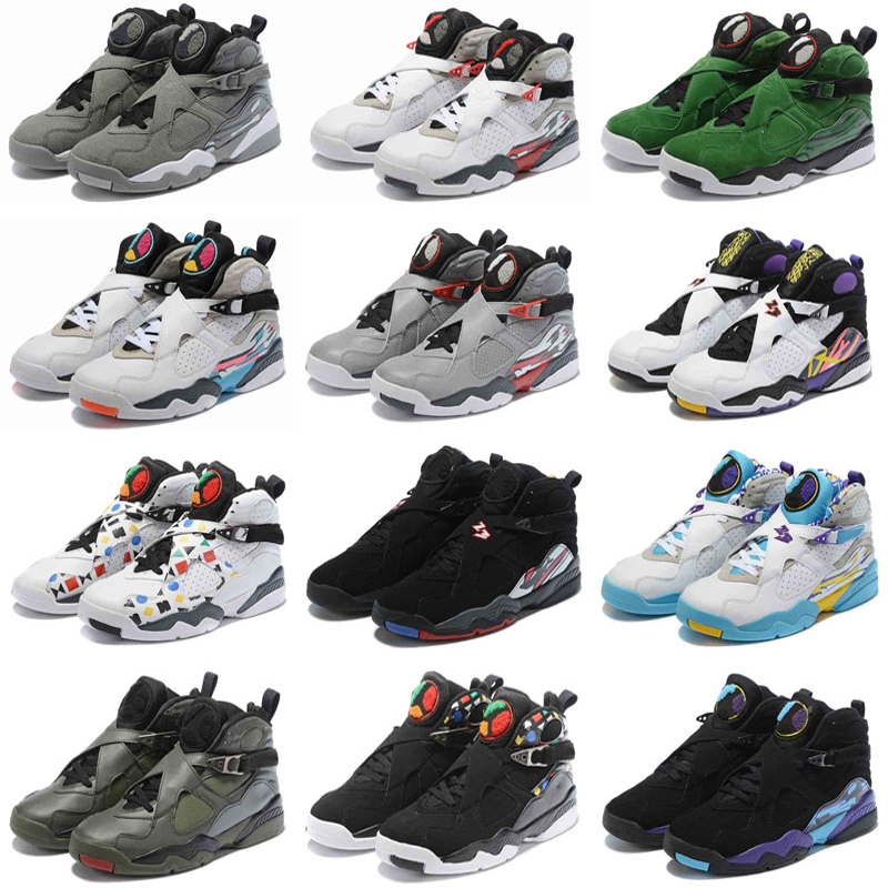 

Mens basketball shoes 8s Multi Color Snowflake Aqua South Beach Three Peat Tinker Chrome Playoffs 8 men trainers sports sneakers, As photo 1