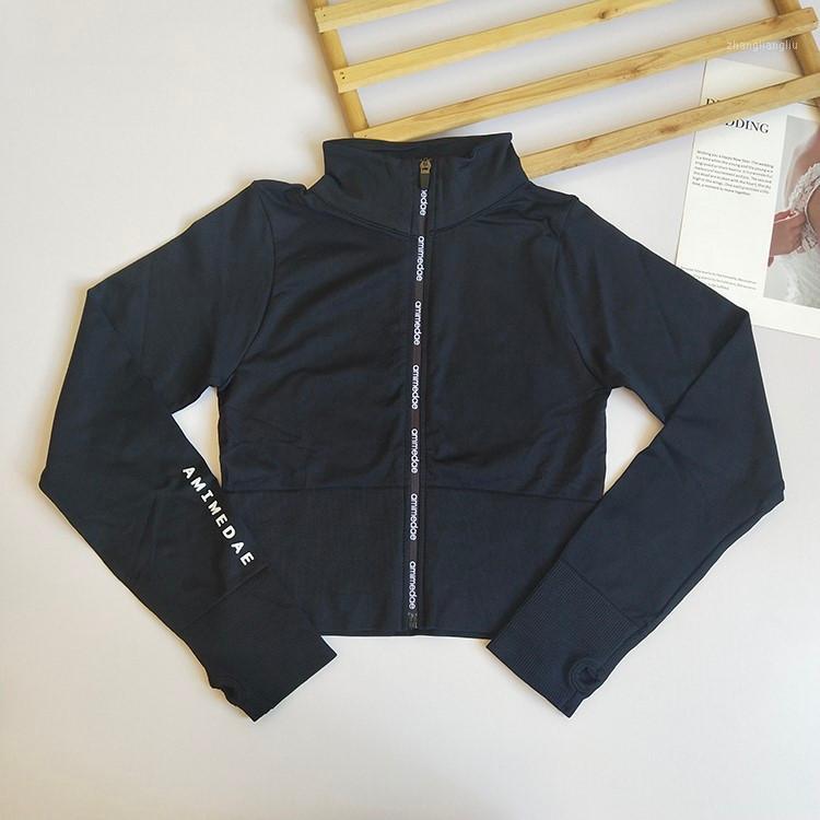 

Sport Jacket Women Long Sleeve Zipper Letter Fitness Yoga Shirt Top Gym Activewear Sport Running Coats Training Clothing1, Black