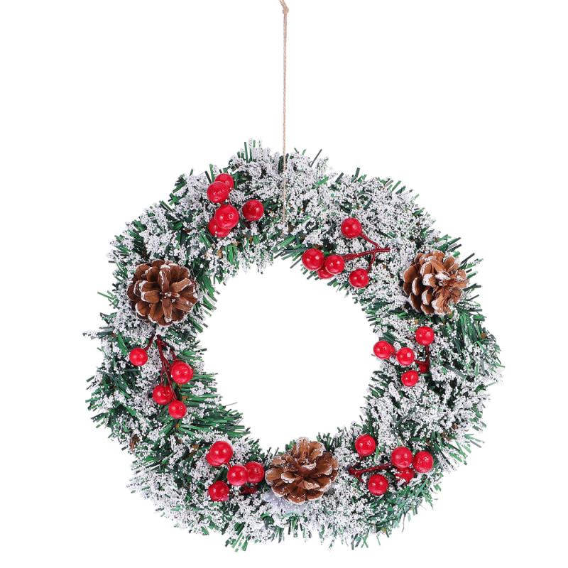 

1Pc Christmas Wreath Ornament Creative Lightweight Durable Emulational Garland Wreath Adornment Door Decoration for Home Office, Assorted color