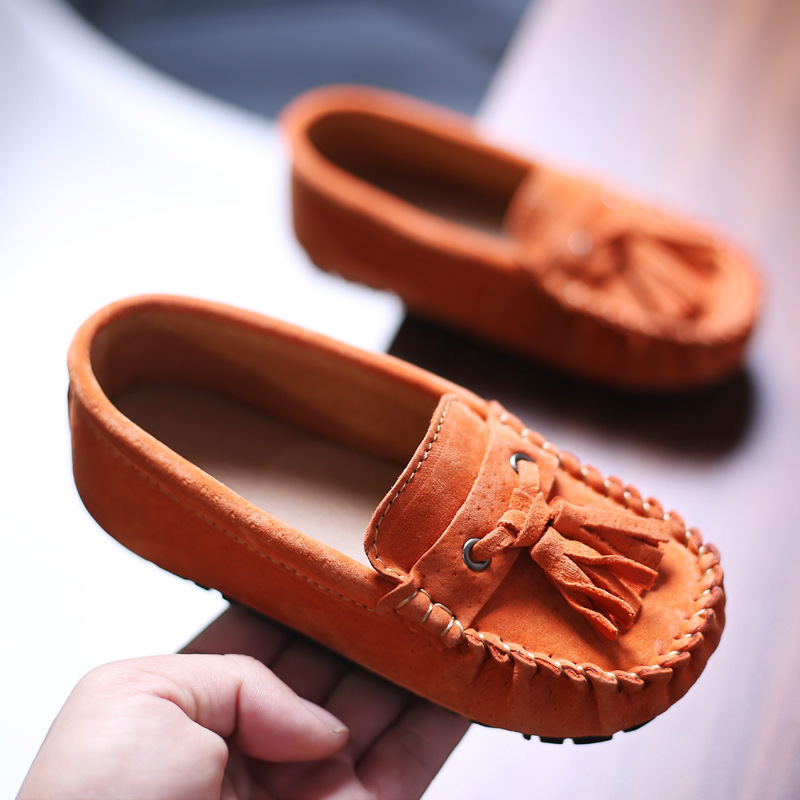 

Sneakers Little Children Baby Loafers Kids Boys Genuine Leather Moccasins Girls Student Casual Slip-on Tassel Flats Shoes, Orange