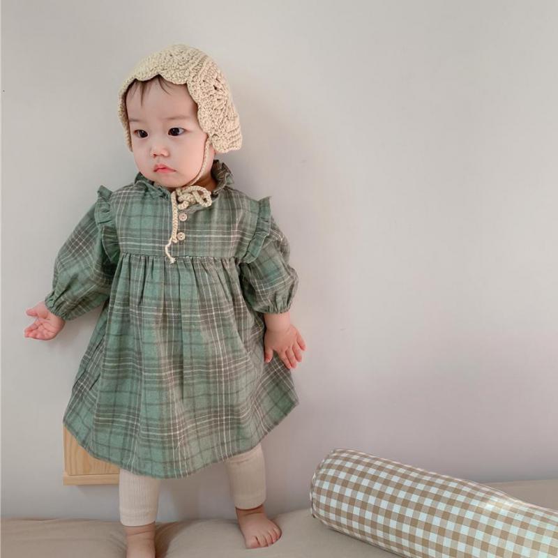 

2021 Newborn Spring New Clothes Long Sleeve Plaid Es for Girls Baby Clothing Toddler Girl Wear R3zt, 1651320132green