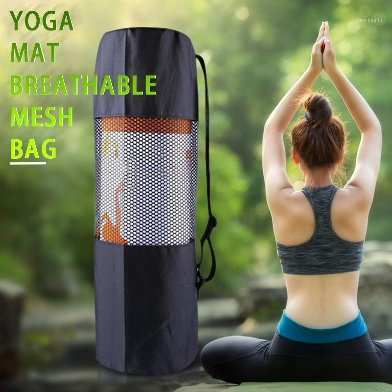 

Portable Mesh Bag Yoag Mat Storager Carrier Organizer Drawstring Bags with Adjustable Shoulder Strap ALS881, Black
