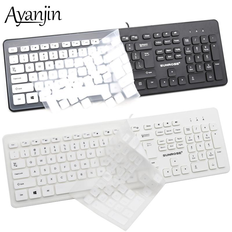 

Wired Keyboard With Protective Film Dustproof Mute Keyboard 104 Keys Keyboards USB Waterproof For MAC Laptop Computer