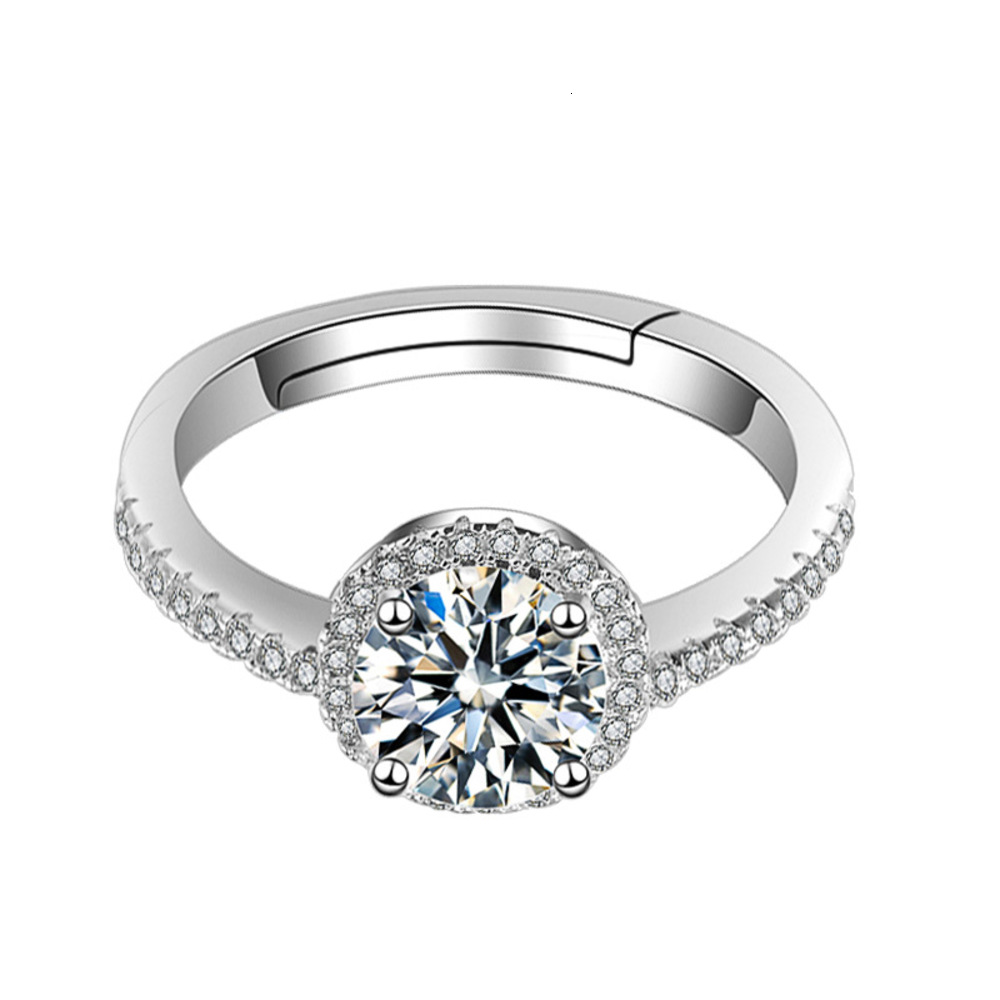 

Luxurys Designers Fashion White copper color 1 C movable simulation ring imitating Mosangshi fire color 1.25 C six claw wedding ring