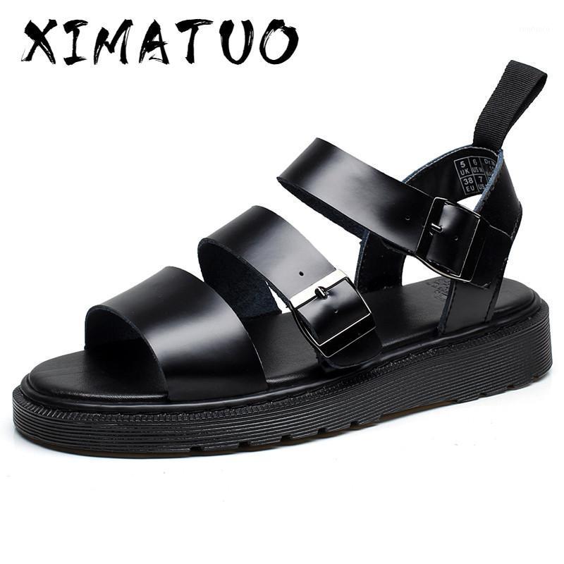 

Ramialali New Fashion Summer Sandals Shoes Cow Real Leather Men Sandals Non-slip Rubber Soles Beach Men Shoes1, White