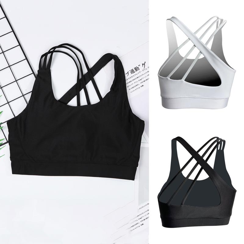 

Women' Tube Tops Solid Sports Bra Elasticity Backless Ladies Lingerie Crop Tops Fitness Gym Running Yoga Push Up Underwear, As shown