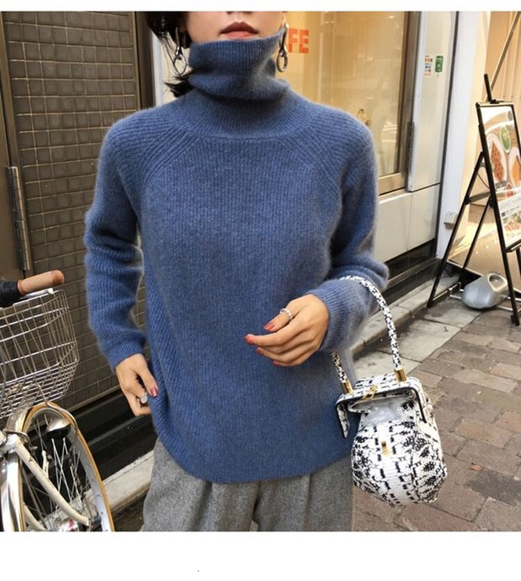 

2021 Women Loose Sweaters 100% Pure Merino Wool Knitting Pullovers New Winter 4colors Soft Warm Plus Size Jumeprs for Ladies M2d8, Camel