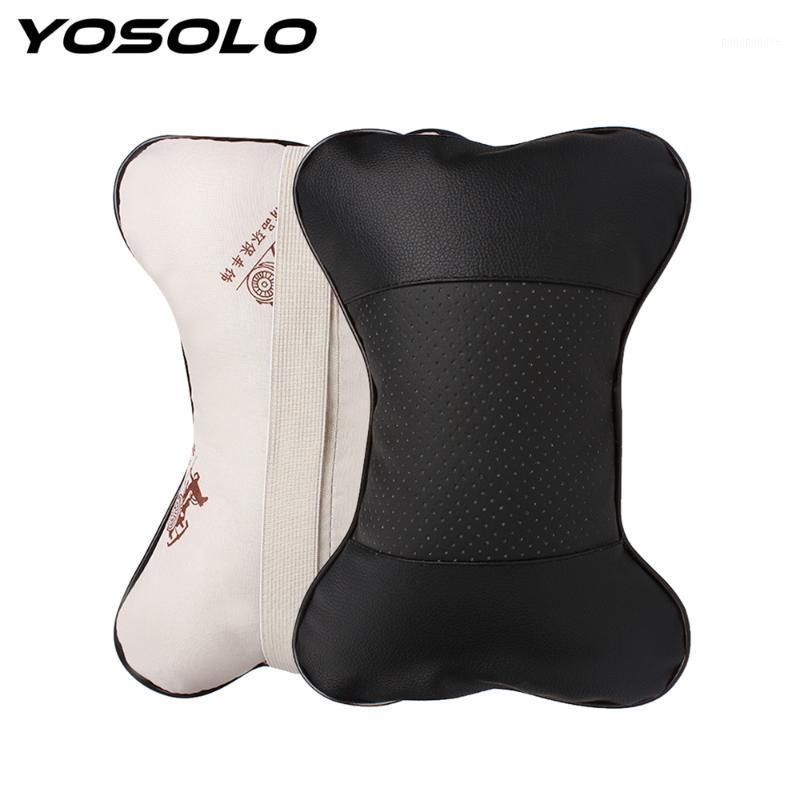 

YOSOLO 1piece Bone Shape Car Neck Pillow Perforating Design PU Leather Car Seat Cover Head Neck Rest Cushion Headrest Pillow1