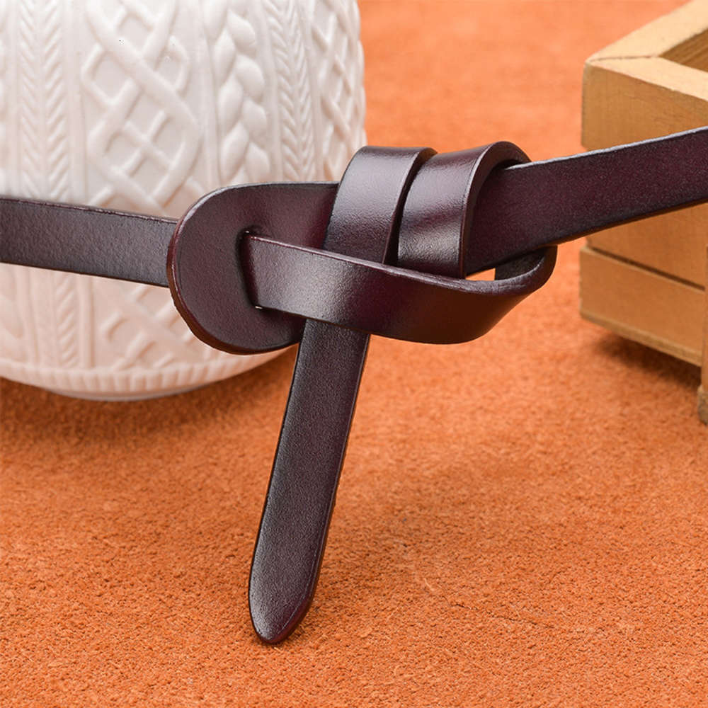 

Cowhide knot thin belt women's dress fashion Korean versatile leather casual belt women, Black