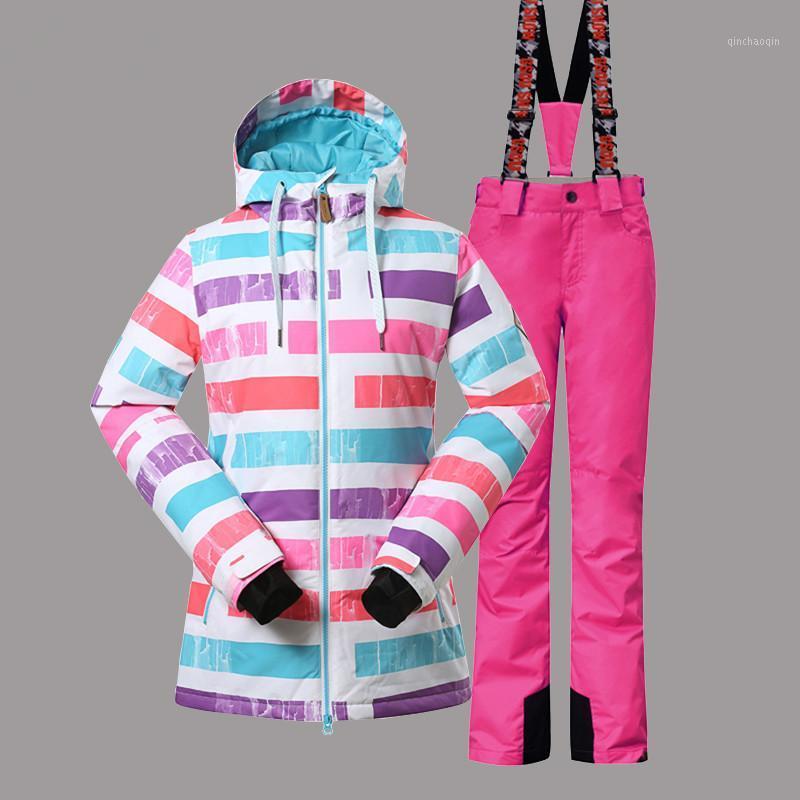 

Winter Clothing Women Skiing Jacket+Pant Windproof Waterproof Super Warm Suit Outdoor Sport Wear Snowboard Coat Trouser 2020 Set1, Color 3
