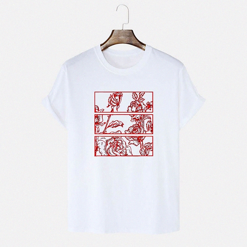 Men's Unisex T shirt Shirt Hot Stamping Floral Graphic Prints Plus Size Round Neck Daily Vacation Print Short Sleeve Tops Basic Casual White