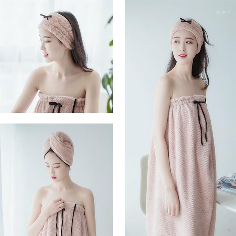 

3pcs/set Wearable Bath Towel Bath Skirt + Dry Hair Hat + Hair Band Sexy Soft Beach Shower Towel Swimming1, As photo