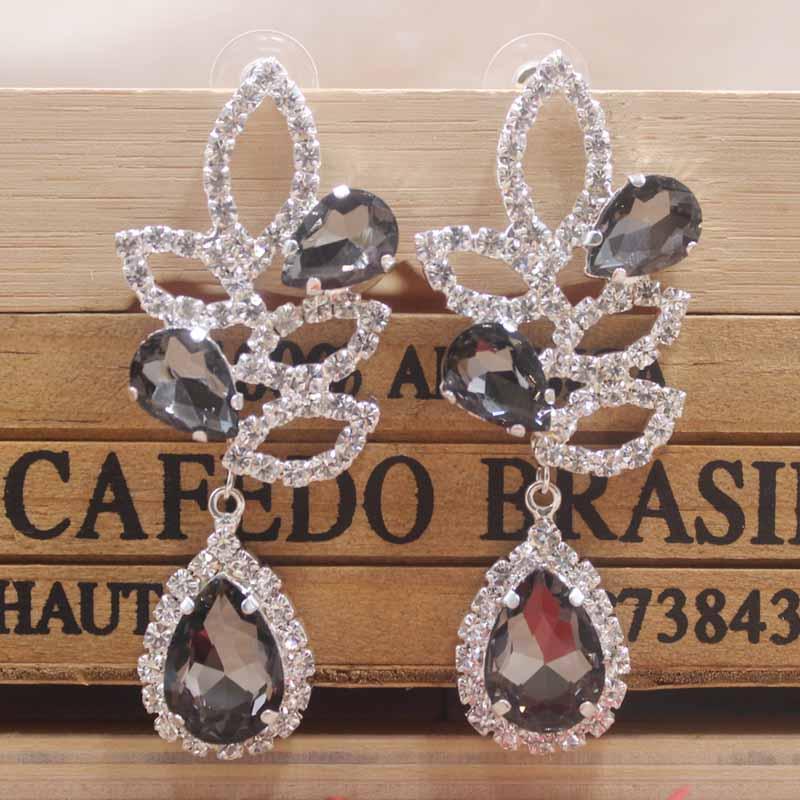 

Beautiful brooding black wedding /party earring shiny women earring rose gold champagne Zerong new rhinestone