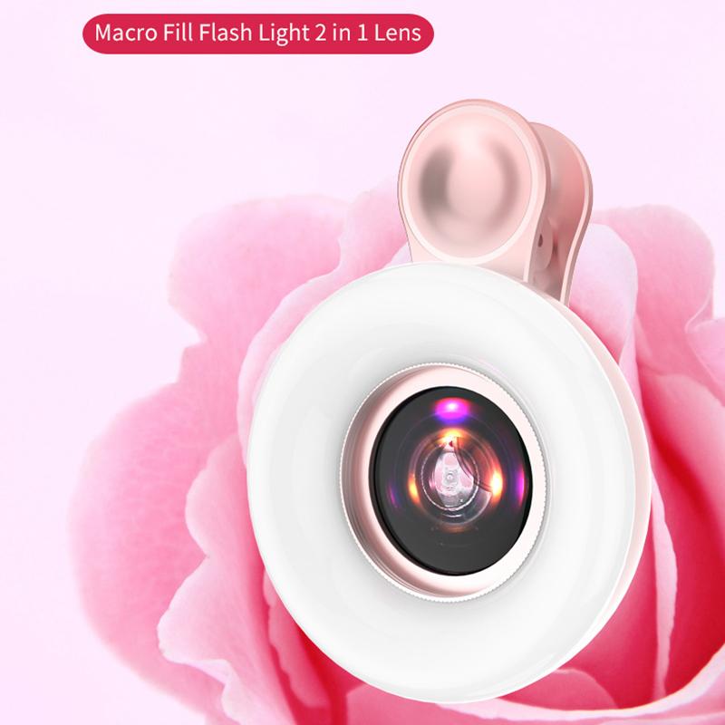 

Mini LED Ring Light With Macro Lens 2800-6500K Photography Lighting With 53 LEDs For Phones Youtube Selfie Live Fill Light