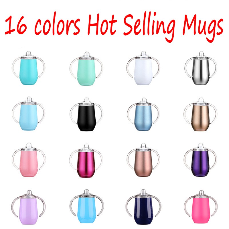 

Sippy cup 10oz Kid water bottle Stainless Steel tumbler with Handle Vacuum Insulated Leak Proof Travel cup Baby bottle Mugs BAP FREE, Ship randomly