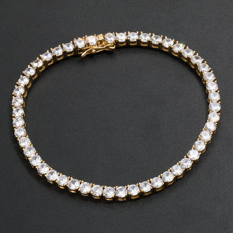 

2021 Fashion Zircon Tennis Chain Bracelet 3-5mm Gold Rose Gold Single Row Bracelet Hip Hop Jewelry for Men Women Gifts