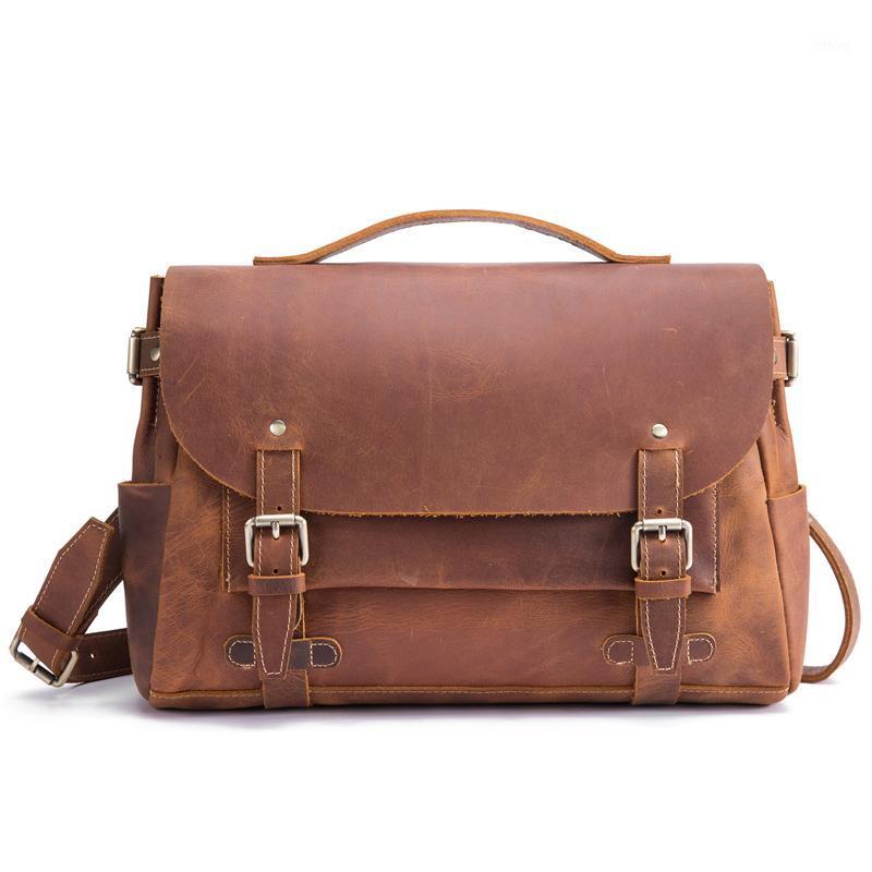 

Business Briefcases Bag Men for Lawyer Vintage Crazy Horse Leather Laptop Briefcases Bag 13inch Office/Document Bags Men 83231, Wallet for free