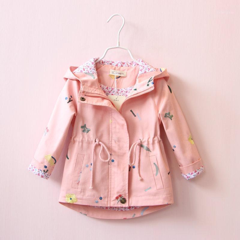

2020 Spring Autumn Girls Windbreaker Coat Baby Girls Cute Flower Embroidery Hooded Outwear Baby Kids Coats Children Clothing1, Photo color