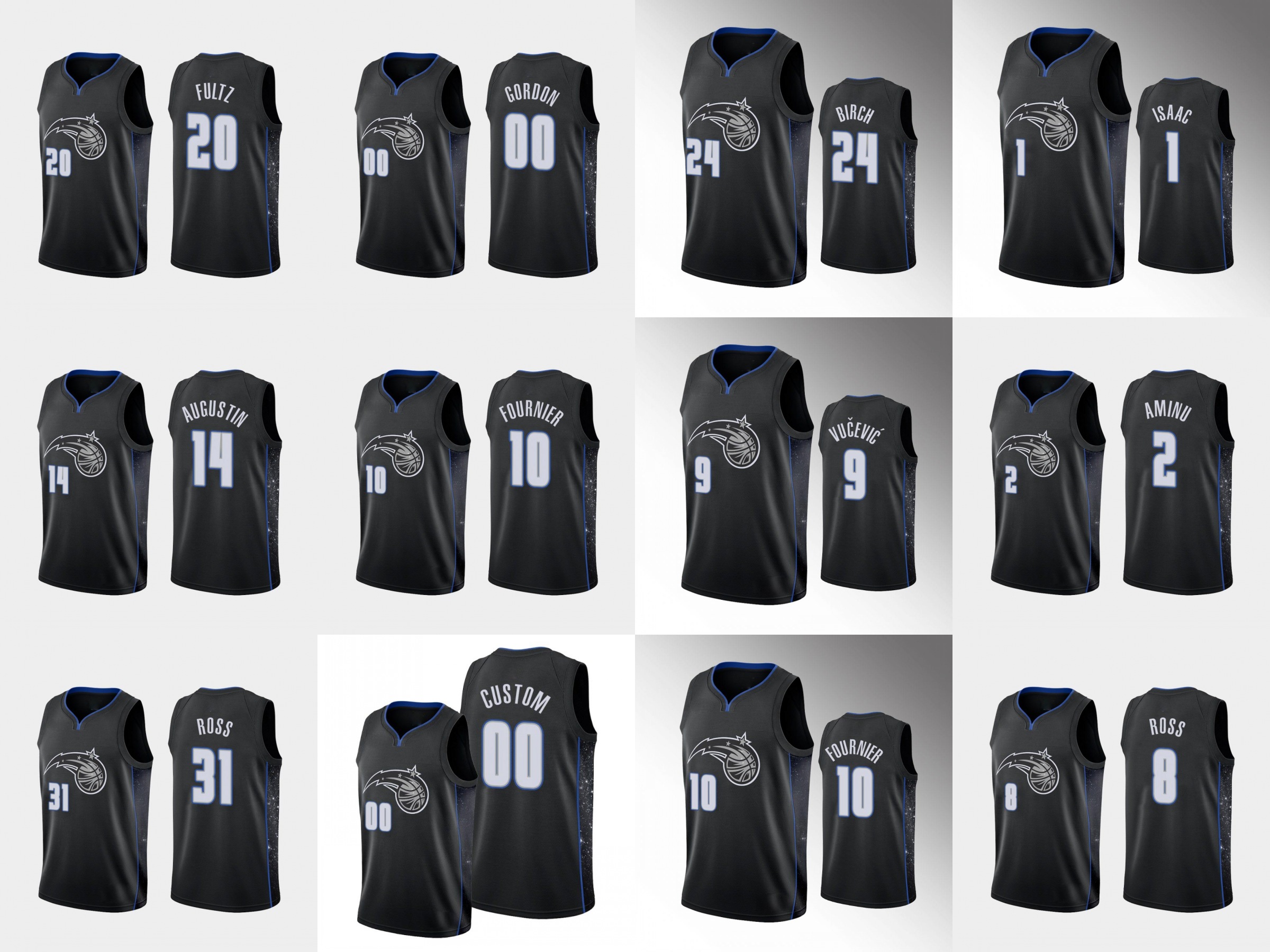 

Orlando Magic Men Jonathan Isaac Nikola Vucevic Evan Fournier Aaron Gordon Terrence Ross NBA Black Custom Jersey