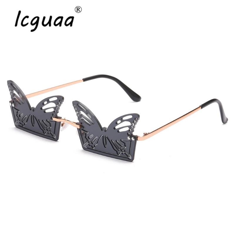 

Fashion Butterfly Rimless Sunglasses Hollow Lens Funny Butterfly Unique Frameless Sun Glasses Female Eyeglasses UV400