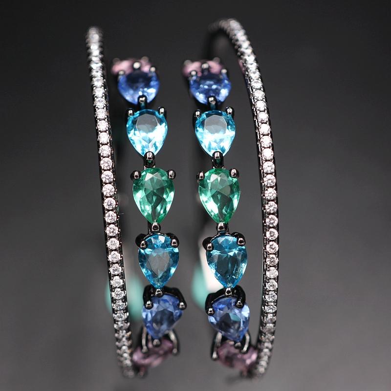 

Luxury Multicolor Big Hoop Earrings for women Water Drop colorful crystal Glass Round Earring Zirconia stone New Fashion Jewelry
