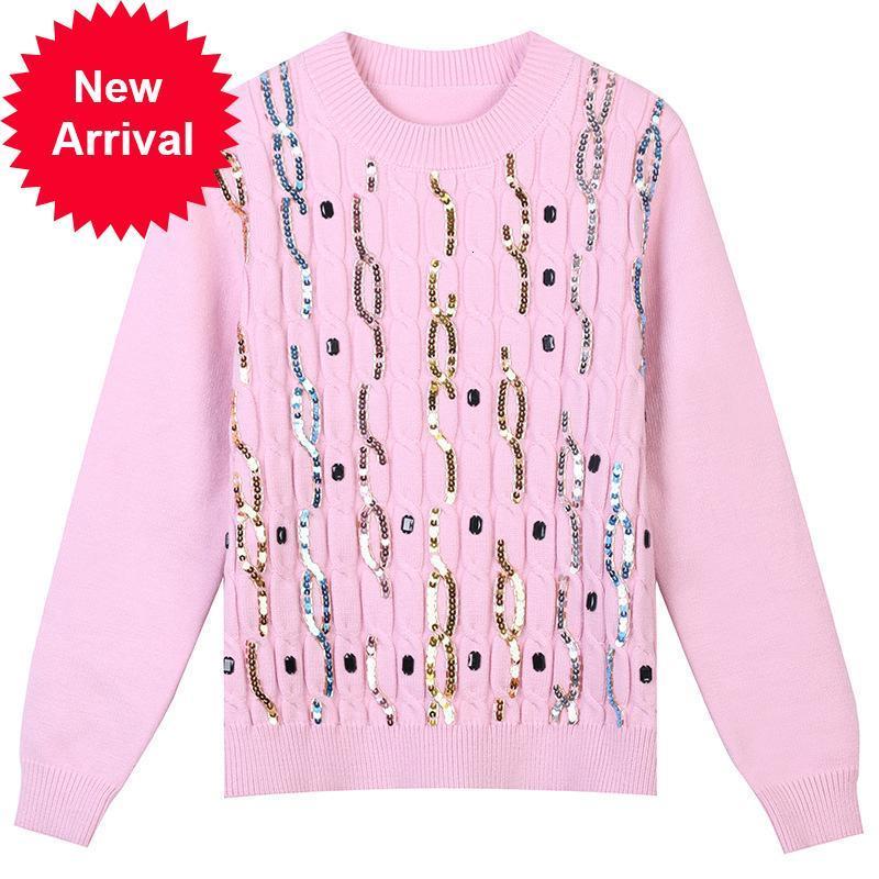 

Autumn 2021 New Winter Fashions Luxury Sequins Ladies Sweaters Crocheted Track Jumpers New Design Long Sleeve Jumper Z4T6, Blue