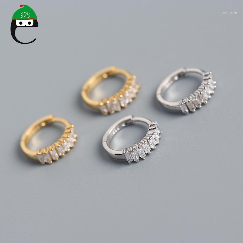

ElfoPlataSi authentic 925 Sterling Silver Sweet rectangle CZ Hoop Earring For Women Wedding Party S925 Earring Jewelry DA10201
