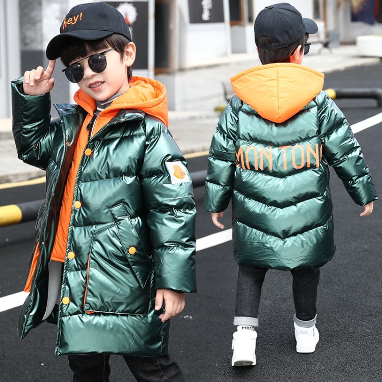 

Children's clothing boys winter cotton coats thick 2020 new winter children plus velvet long jacket down cotton jacket, Blue;gray