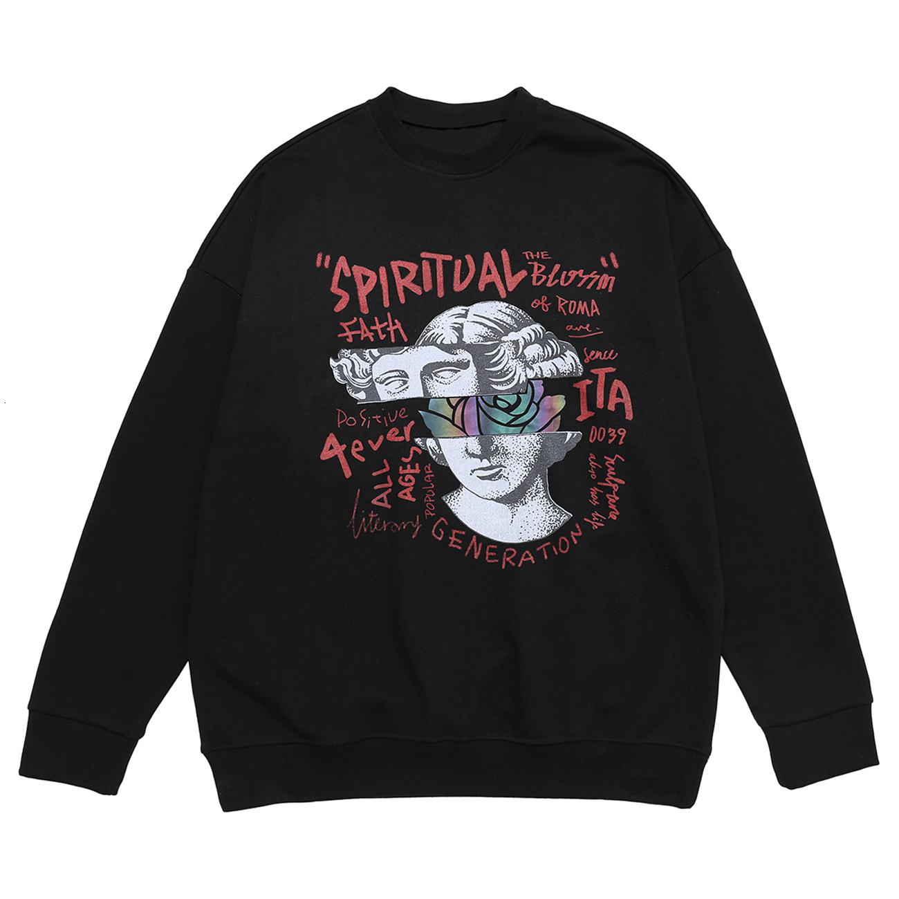 

2021 New Hip Hop Hoodie Unisex Streetwear Sweatshirts Autumn Reflective David Sculpture Printed Harajuku Pullover Cotton Clothes Ul5h, Black