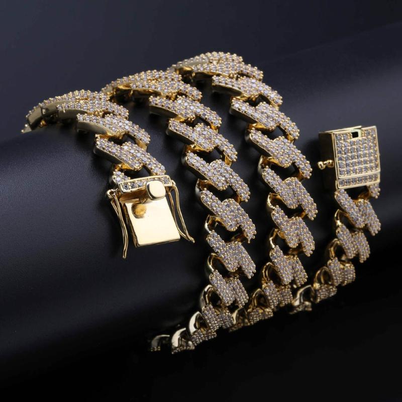 

14mm Men Women HipHop MIAMI CUBAN LINK Chain Necklaces Casting Fully Micro Cubic Zirconia Clasp ICED OUT Bling DJ Rapper Jewelry