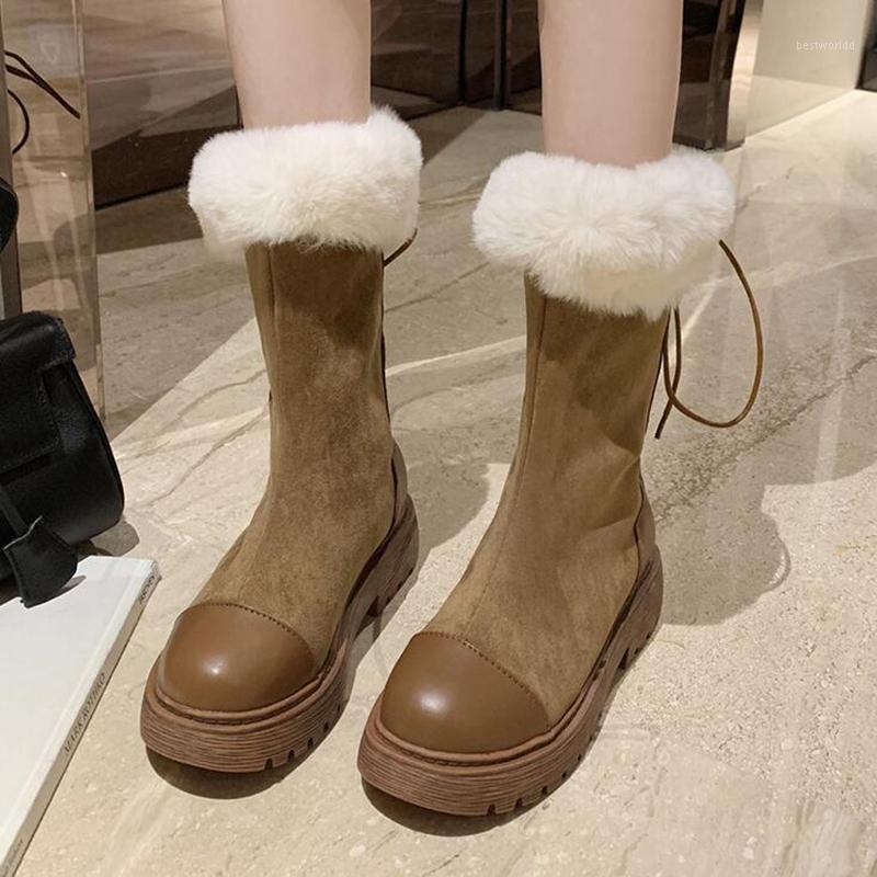 

Ankle Boots Women Boots Women Shoes Woman Fashion Flat Flock Snow Short 2020 Winter New Short Fur Warm D5891, Black