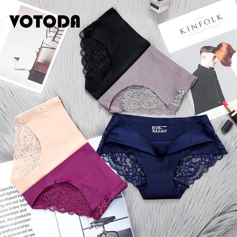 

Women Sexy Lace Panties Lady Cotton Breathable Hollow Out G-String Female Mid-Rise Briefs Seamless Plus Size Lingerie Underwea, Black