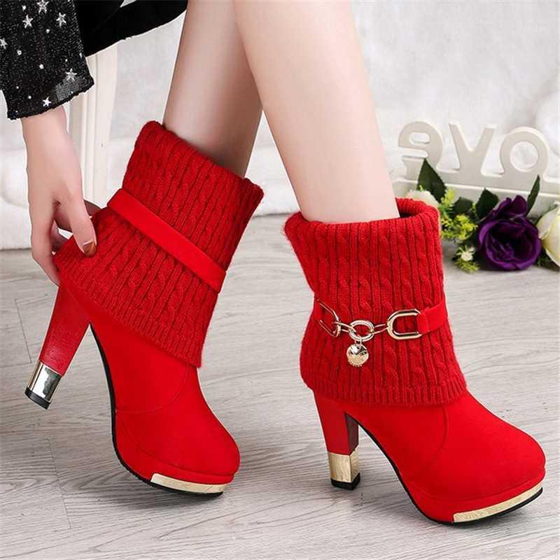 

Spring Autumn boots women shoes 2020 solid High heel boots Fashion wild women sneakers zipper ankle casual shoes woman1, Black