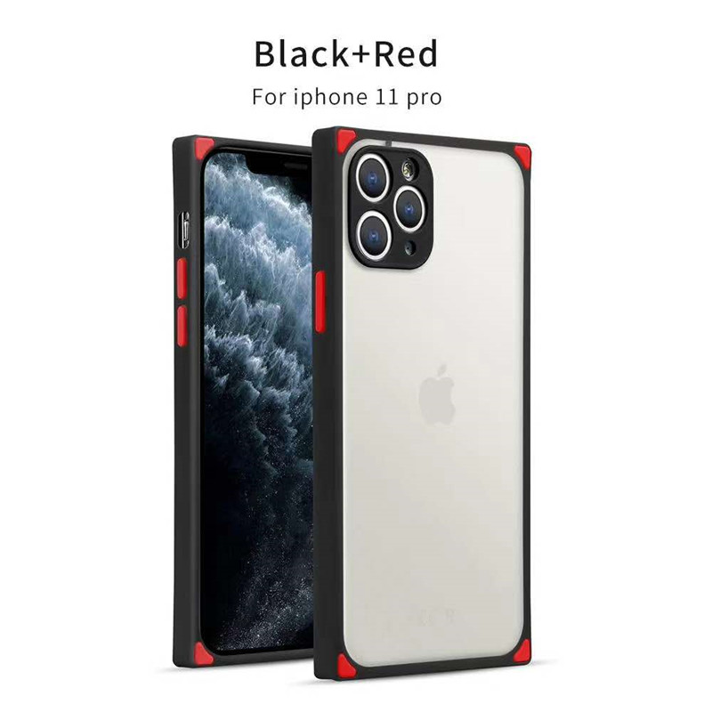 

Hybrid Matte Skin Feel Phone Protective Case for iphone 7 8 Plus X XS XR 11 12 Mini Pro Max for Samsung Note 20 A51 A71 Shockproof Cover, Black/red