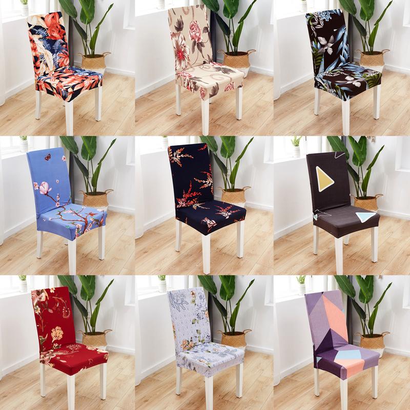 

Printed Stretch Chair Cover Spandex Elastic Seat Covers Office Anti-dirty Slipcovers Restaurant Banquet Hotel Home Decoration