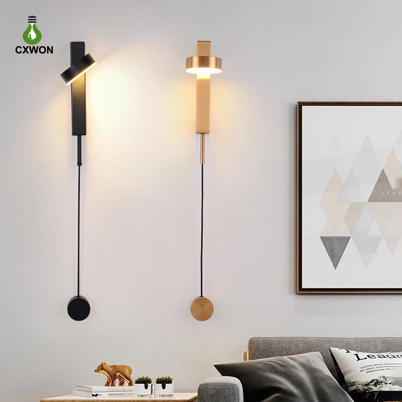 

Indoor Wall Lamps Rotation Dimming Switch LED Sconce Light Modern Interior Loft Stair Aisle Bedside Lighting Lamp