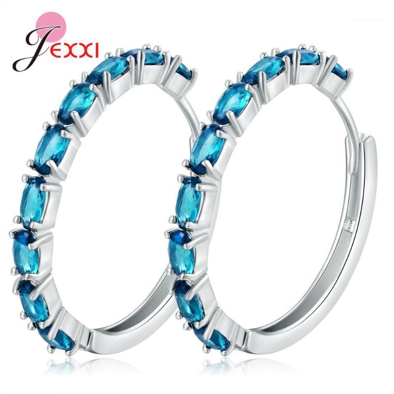 

Cute Geometric 925 Sterling Silver Zircon Hoop Earring For Women Oval Shape Korean Cubic Zirconia Jewelry1